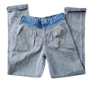 Tall high waist 80s tapered Jean 32 colorblock vintage unique 34" inseam COTLER